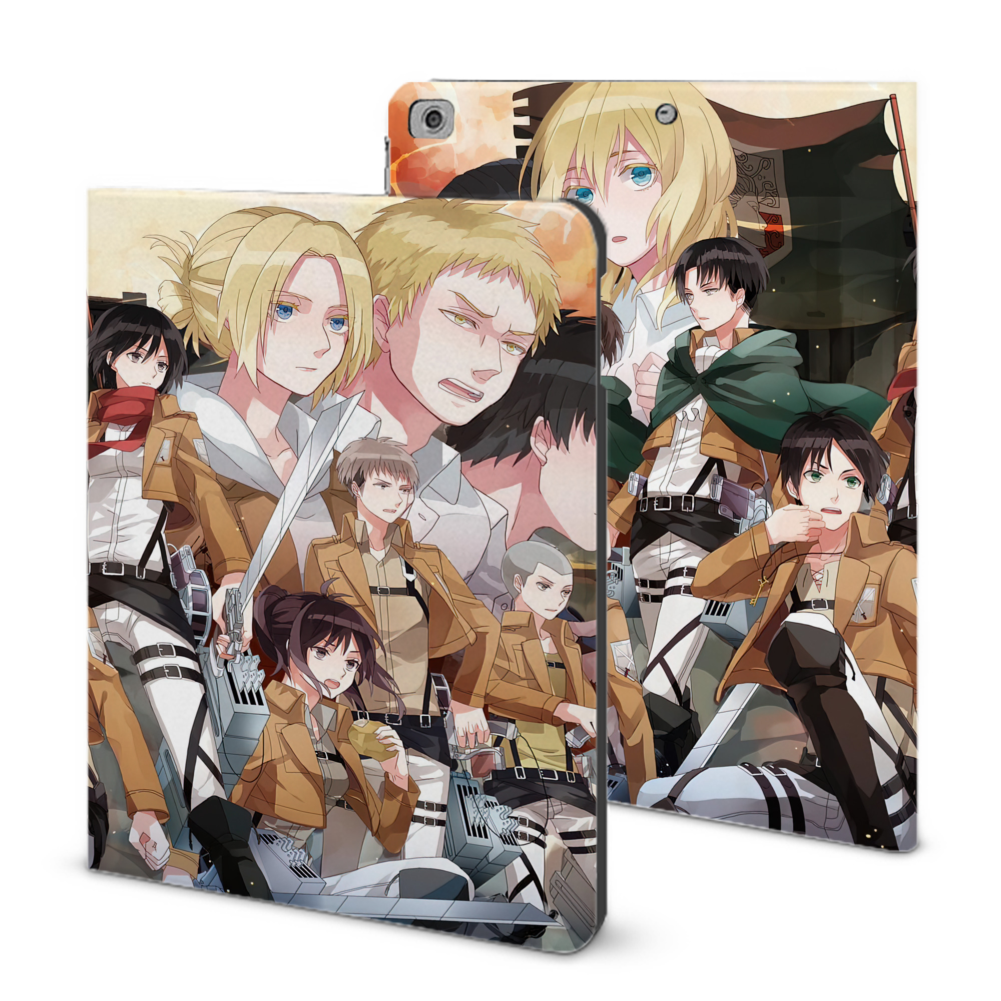 （画像用） 進撃の巨人 Attack on Titan IPad ケース ブック型 PUレザー TPU 耐衝撃 軽量 薄型 ペン収納なし 全面保護 IPad 各モデル対応